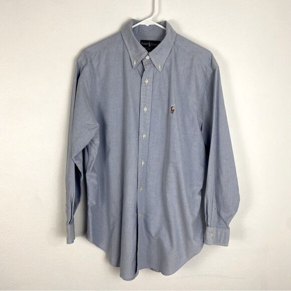 Ralph Lauren Classic Fit Blue Chambray Shirt Button Down Business Casual 16.5 - Picture 1 of 11